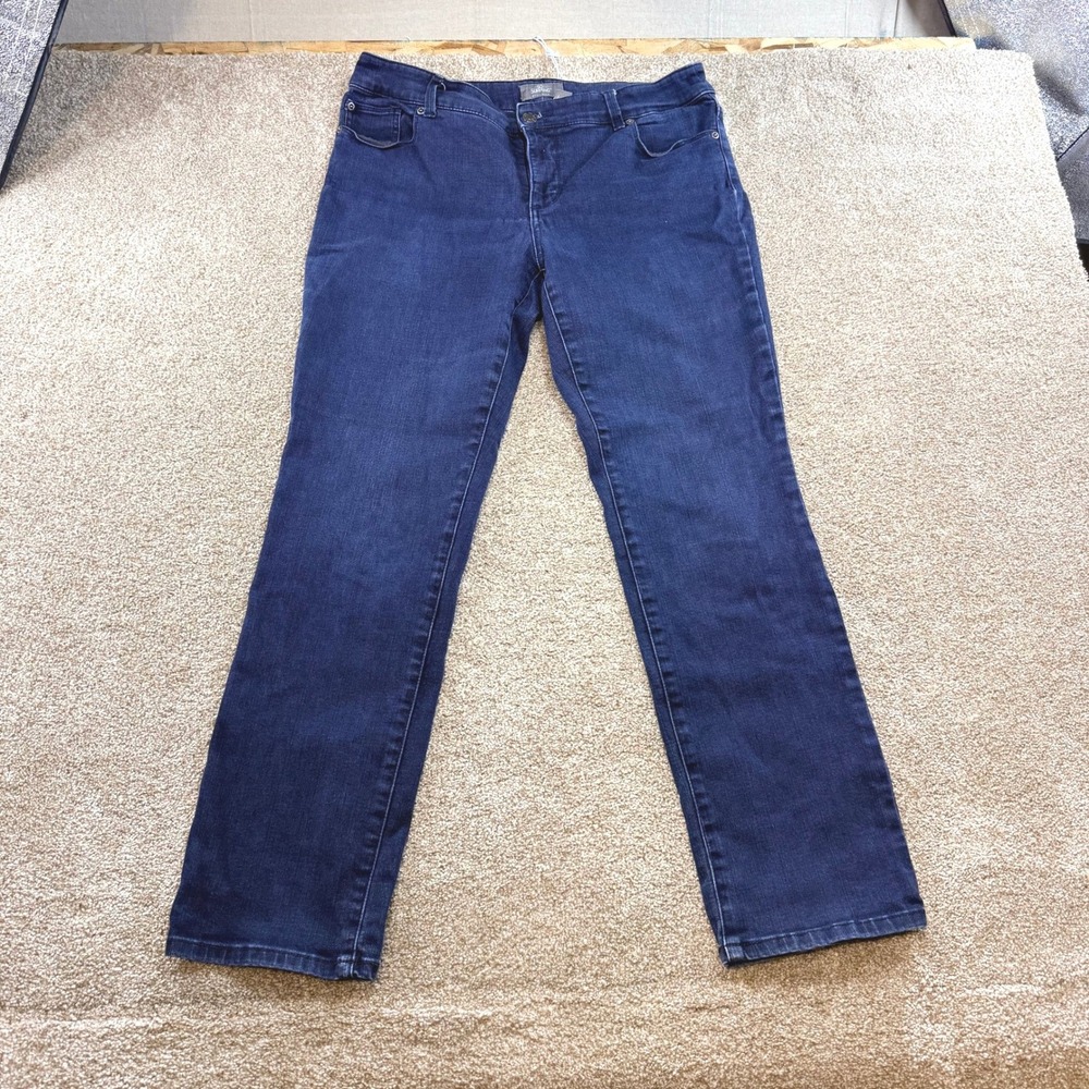 Chico's So Slimming Regular Straight Leg Jeans Blue Denim 2 12 Stretch Dark Wash